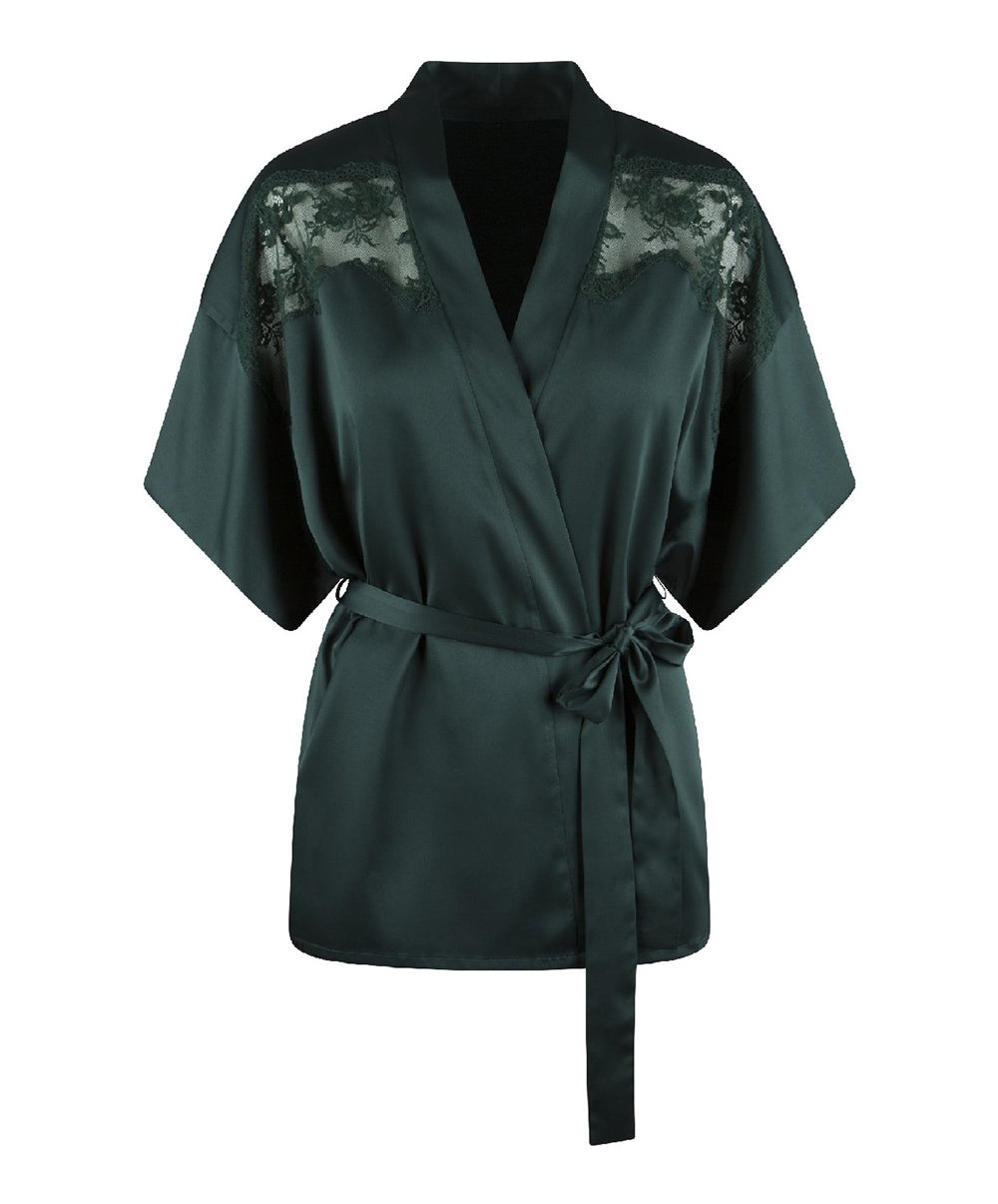 Kimono satiné sexy "Garden Green" Lingadore Lingadore nightwear 7501KM-157-GAGR