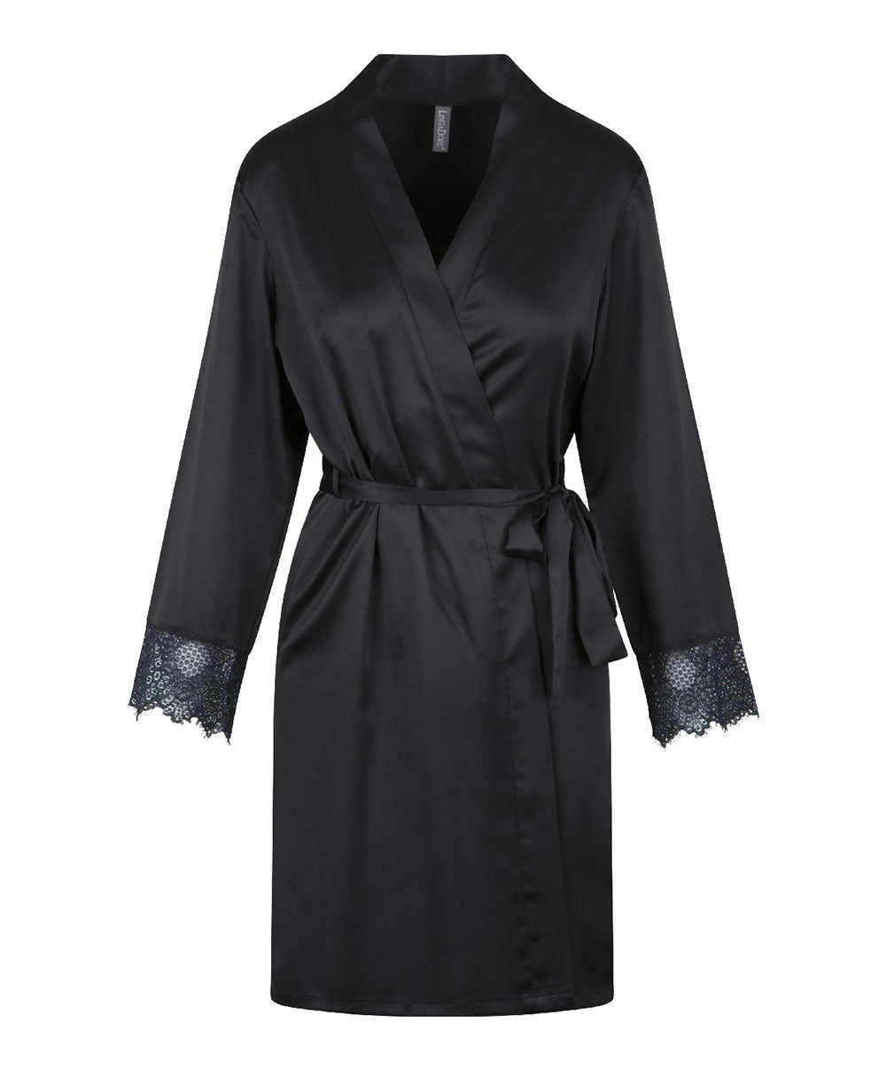 Kimono satiné sexy "black/peacock" Lingadore Lingadore nightwear 6811KM-27-BKPK