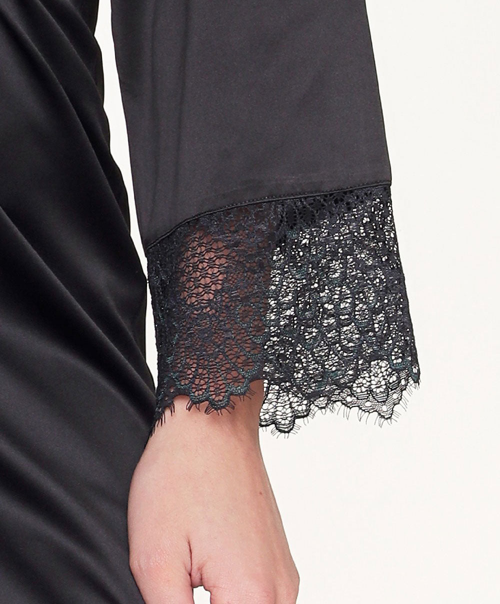 Kimono satiné sexy "black/peacock" Lingadore Lingadore nightwear 6811KM-27-BKPK