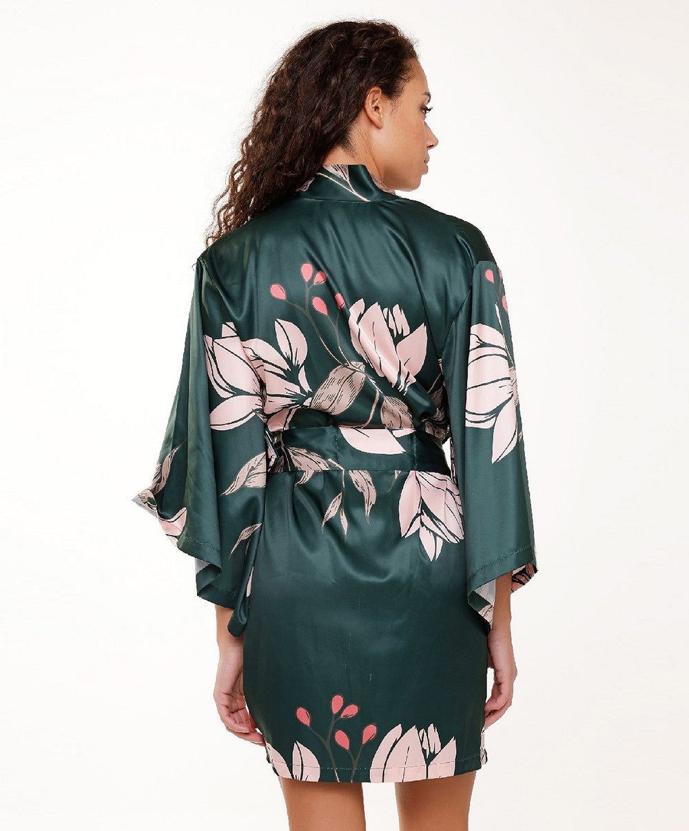 Kimono satiné sexy imprimé fleurs Lingadore 7621-17-PRINT