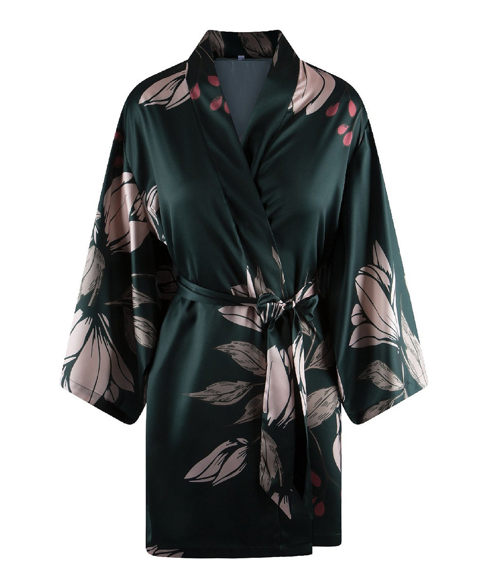 Kimono satiné sexy imprimé fleurs Lingadore 7621-17-PRINT