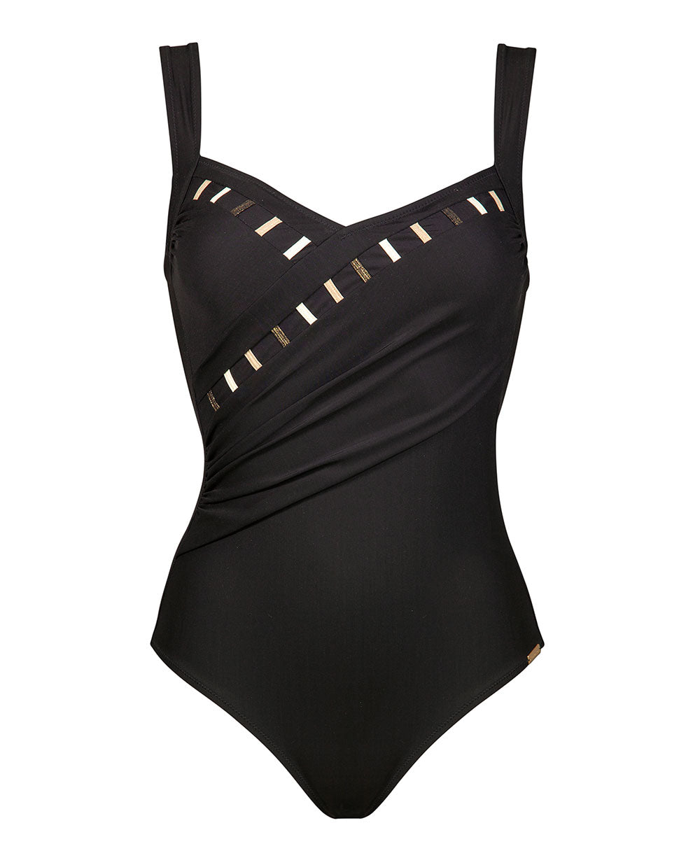 Maillot de bain 1 pièce gainant sans armatures Graphic Energy noir Charmline Swimwear sculptant CH-1811-456-525 10