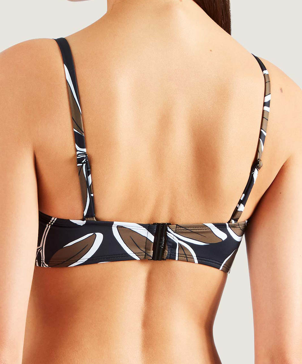 Haut de maillot de bain bandeau coque amovible Danse de feuilles Hawaien noir Aubade Bain PV06-O-HANO