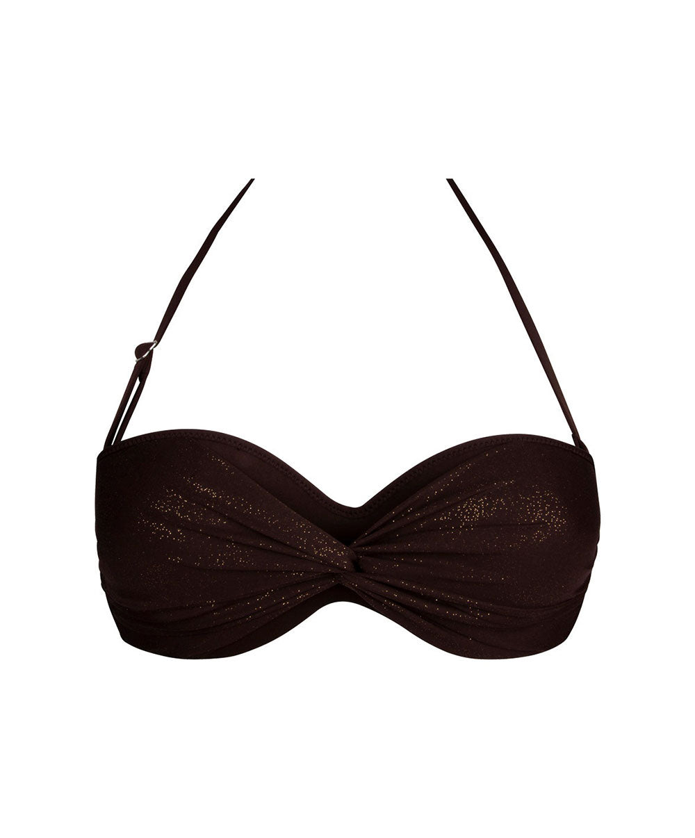 Maillot de bain bandeau coque Antigel Bain La Starlette star marron EBB7105-SM