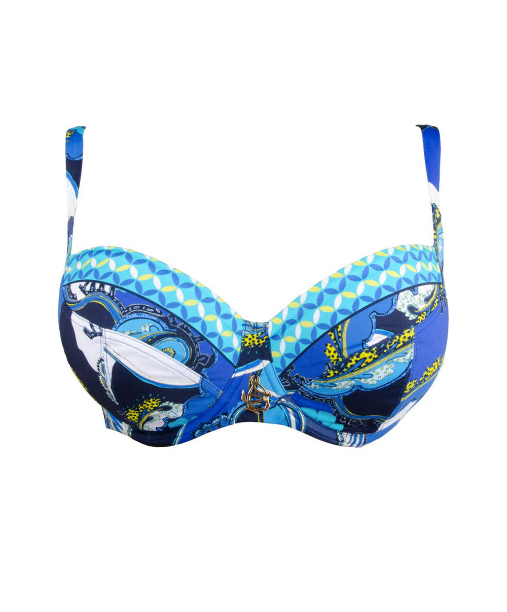 Maillot de bain corbeille bonnets profonds Lise Charmel bain Soleil floral Bleu ABB3546-BF