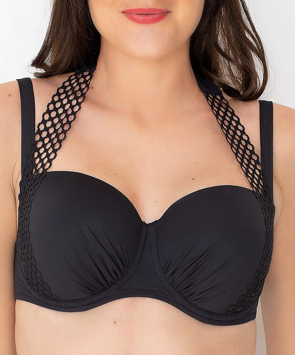 Maillot de bain grande taille coque La Double Mix noir Antigel Bain FBA4050-NO face