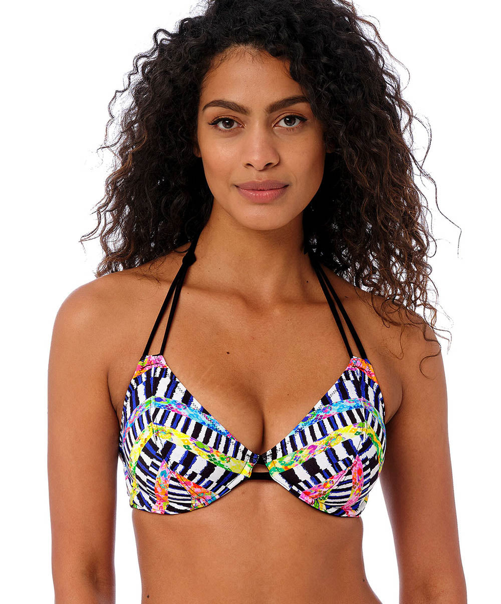 Haut de maillot de bain tour de cou grande taille Electro rave Multicolore Freya swim AS204204-MUI