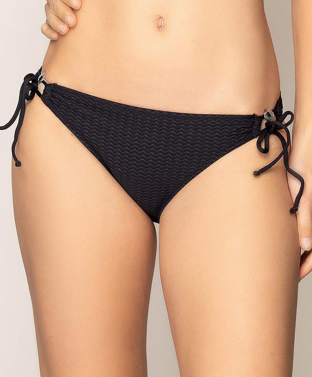 Maillot de bain slip à laçets bikini L'Exquise Antigel noir Antigel Bain EBA0120-NO