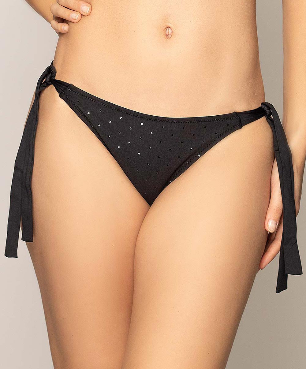 Maillot de bain slip à nouettes bikini La Costa Antigel noir Antigel Bain EBA0190-NO