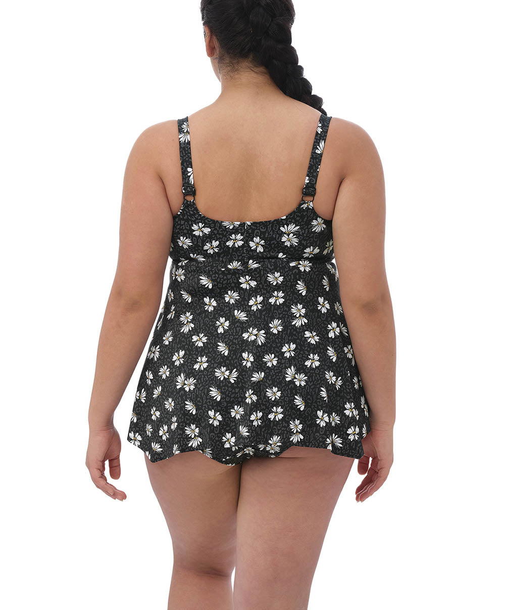 Haut de maillot de bain tankini grande taille Elomi swim Plain sailing Black daisy ES7271-BDY