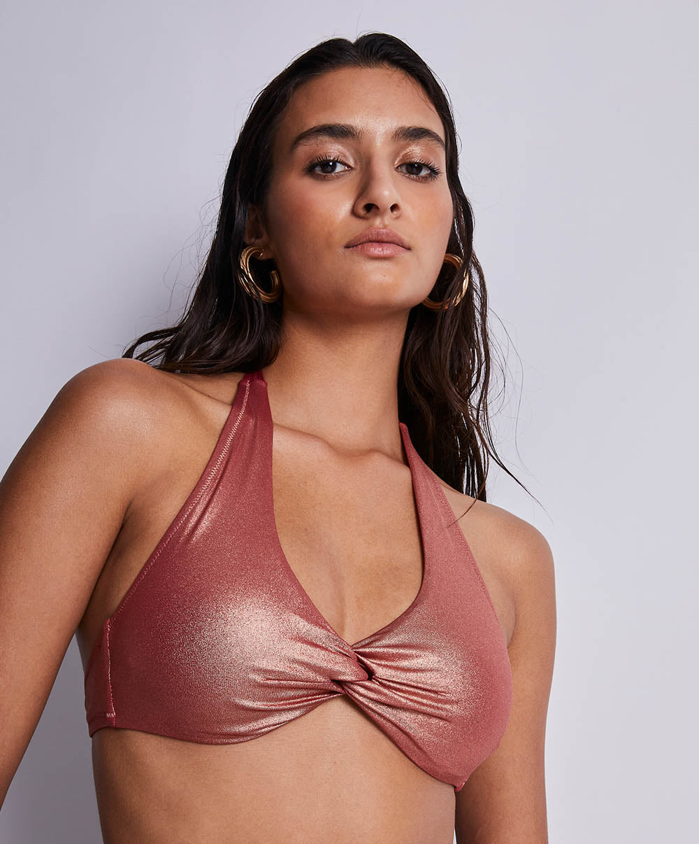 Haut de maillot triangle coque amovible Sunlight glow Cuivre Aubade Bain 2U10-O-CUVR-2