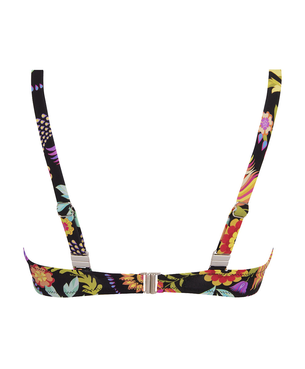 Maillot de bain triangle armatures La Muse en Fleurs bouquet radieux noir Antigel Bain FBB3230-BR