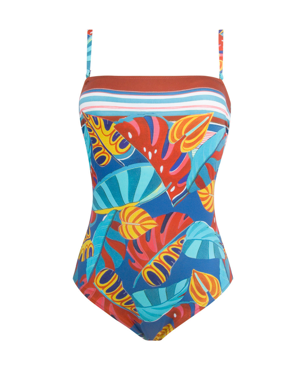 Maillot de bain une pièce bustier sexy La Foglia Antigel ciel feuillage Antigel Bain EBB7254-CF