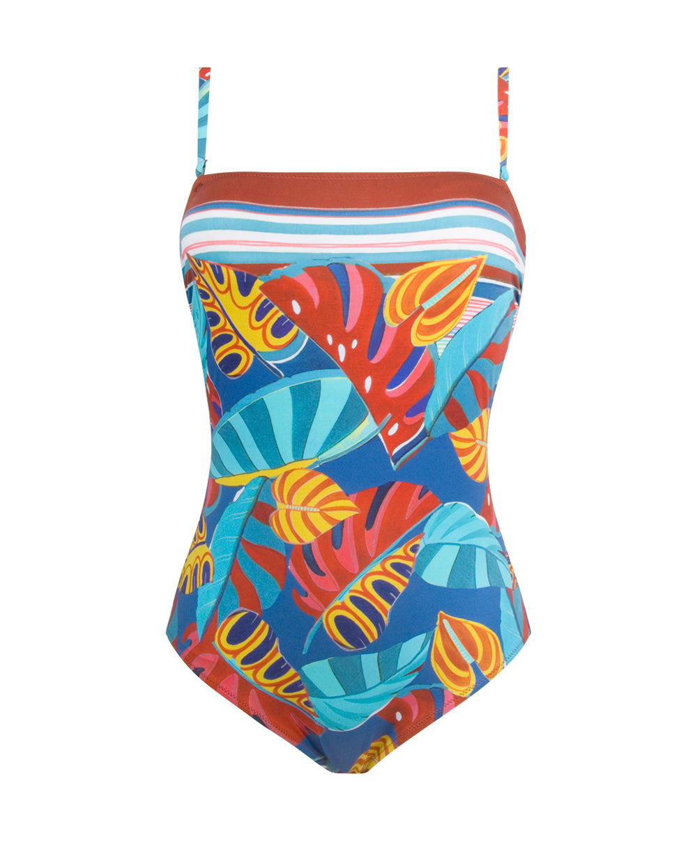 Maillot de bain une pièce bustier sexy La Foglia Antigel ciel feuillage Antigel Bain EBB7254-CF