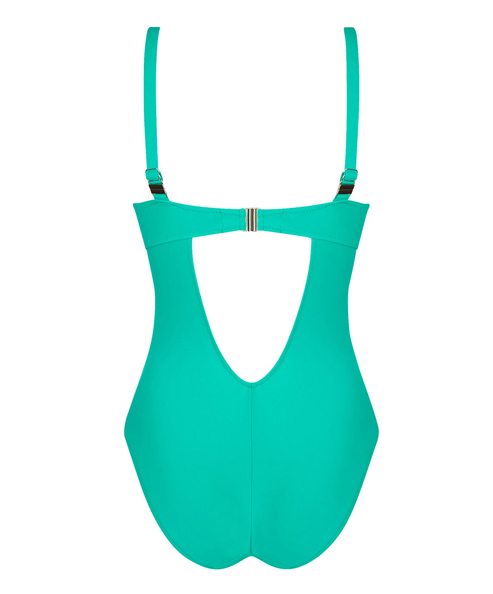 Maillot de bain une pièce coque triangle décolleté plongeant La Chiquissima émeraude Antigel Bain FBB7914-MD 2