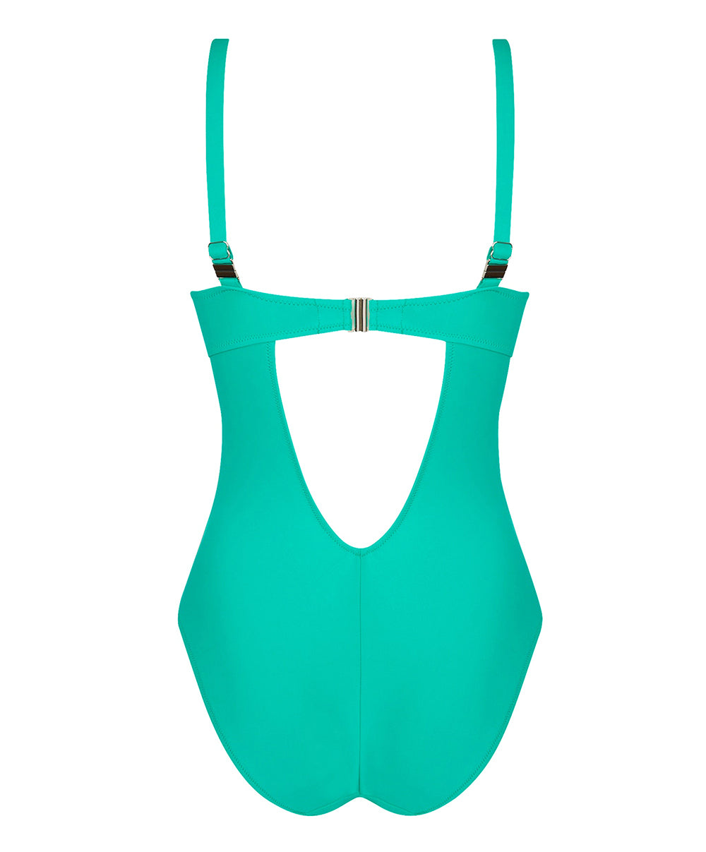 Maillot de bain une pièce coque triangle décolleté plongeant La Chiquissima émeraude Antigel Bain FBB7914-MD 2