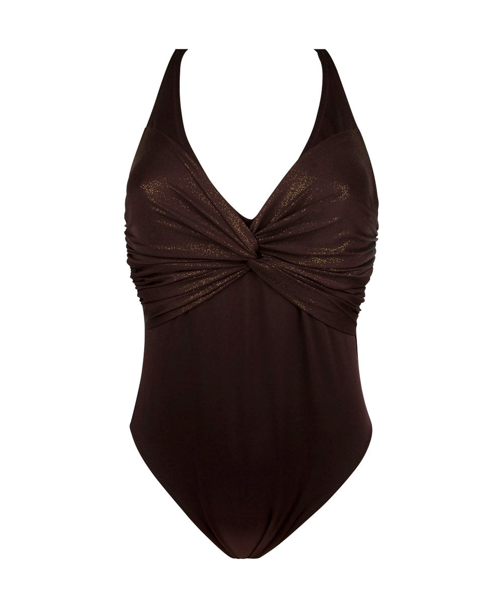 Maillot de bain une pièce dos nageur La Starlette star marron Antigel Bain EBB9205-SM 10