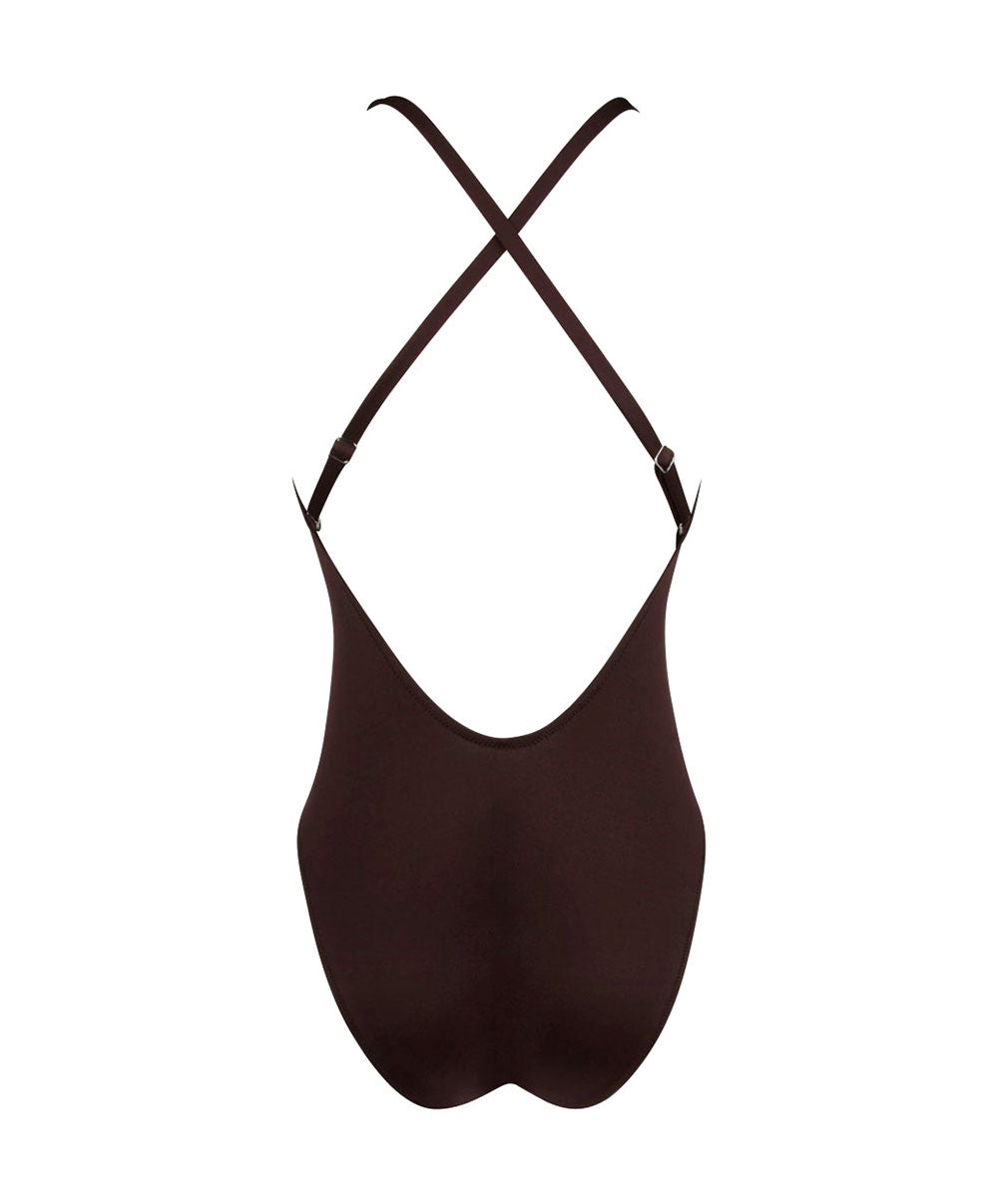 Maillot de bain une pièce dos nageur La Starlette star marron Antigel Bain EBB9205-SM 10