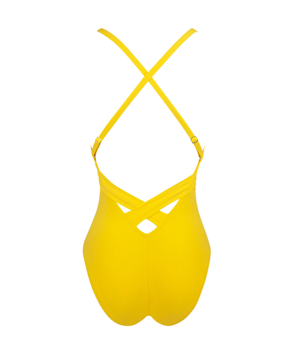 Maillot de bain une pièce dos nageur La Chiquissima jaune Antigel Bain EBB9214-MS