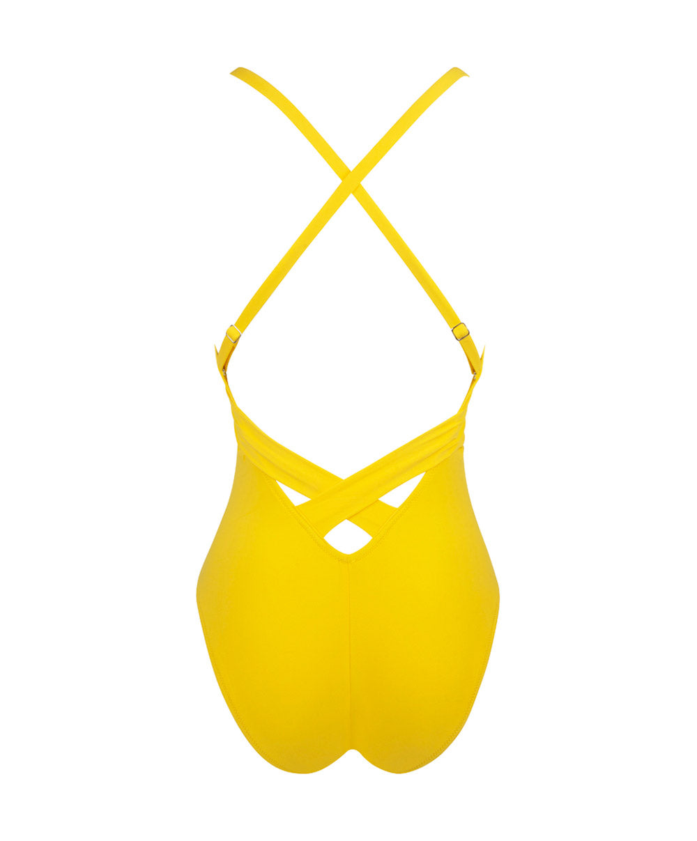 Maillot de bain une pièce dos nageur La Chiquissima jaune Antigel Bain EBB9214-MS