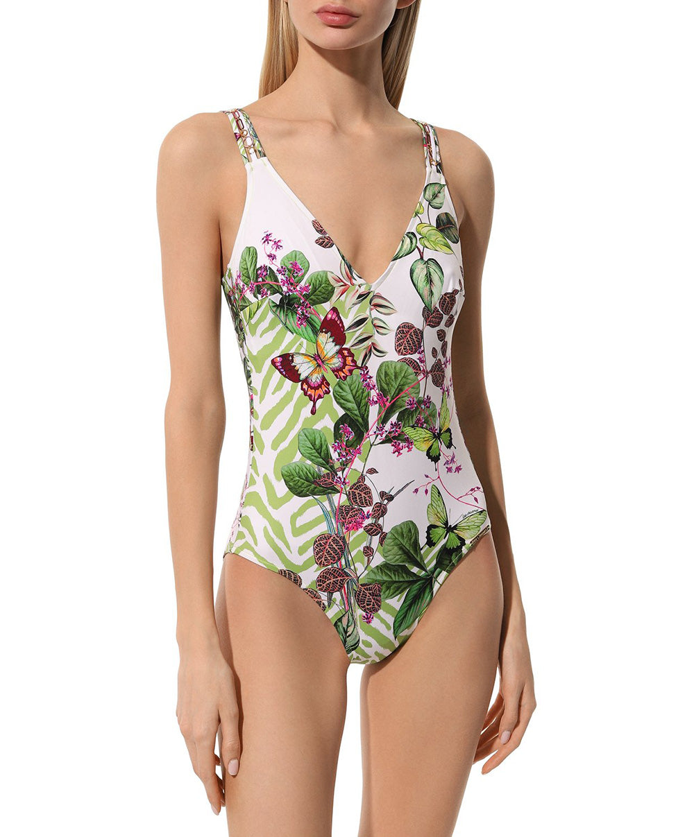 Maillot de bain une pièce sans armatures dos ouvert Lise Charmel bain Envolée Tropicale lumière ABB6973-LT