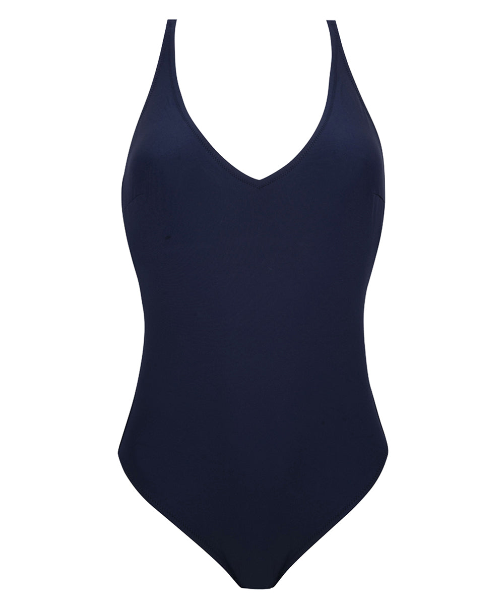 Maillot de bain une pièce maintien dos croisé La Chiquissima marine Antigel Bain EBB9214-MM 1