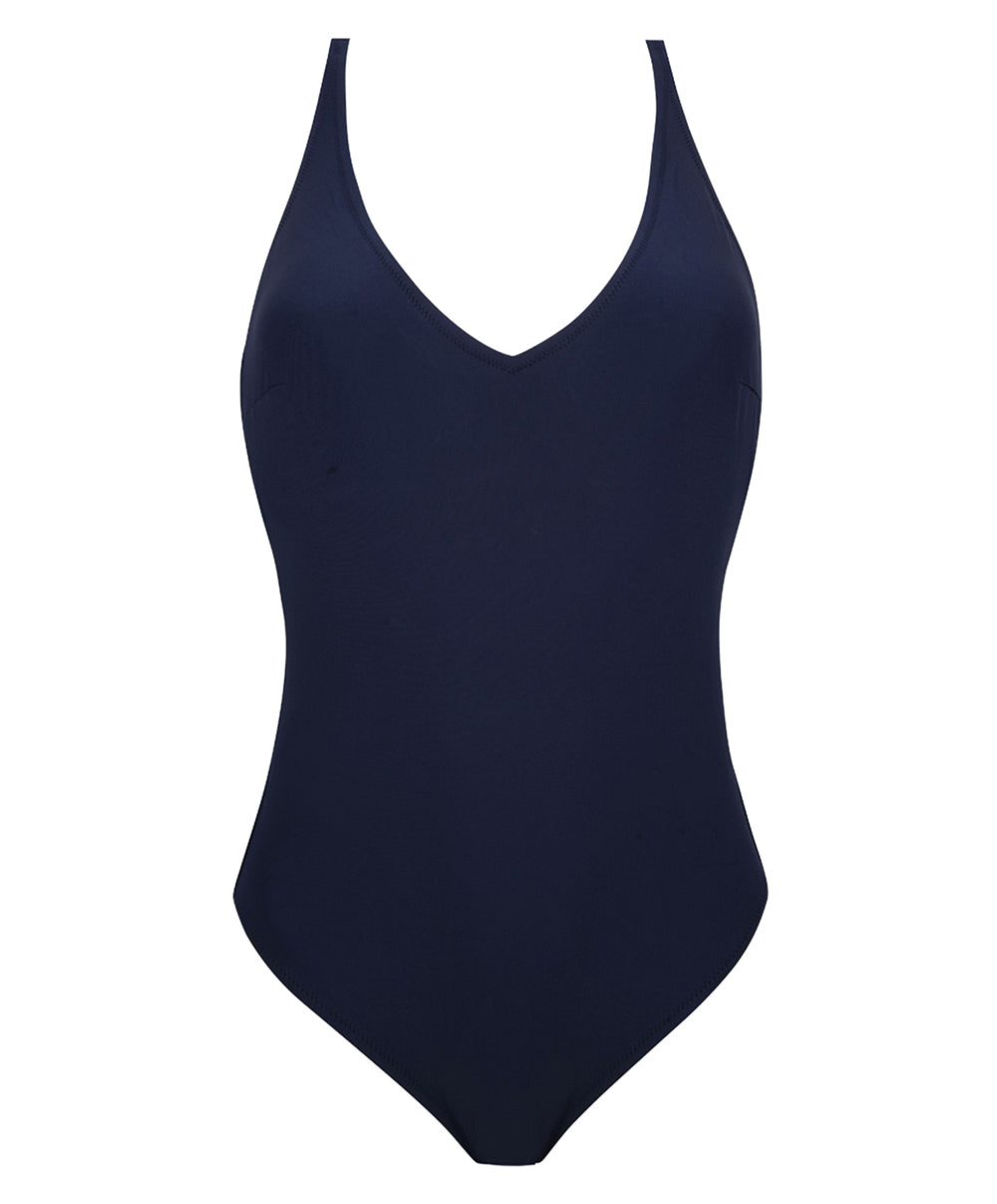 Maillot de bain une pièce maintien dos croisé La Chiquissima marine Antigel Bain EBB9214-MM 1