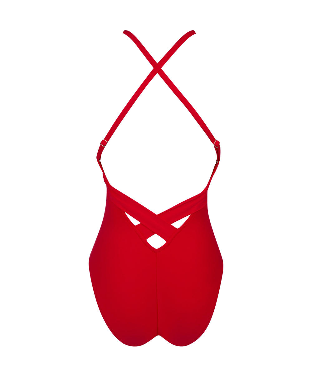 Maillot de bain une pièce maintien dos croisé La Chiquissima rouge Antigel Bain EBB9214-MR 10