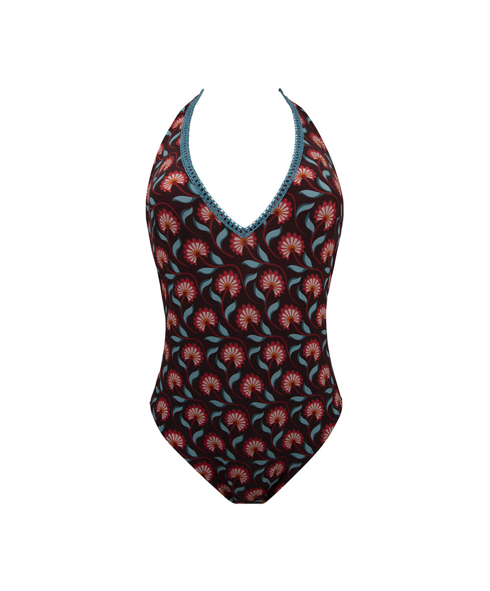 Maillot de bain une pièce sans armatures La Muse Bohème prune Antigel Bain EBB9236-PB