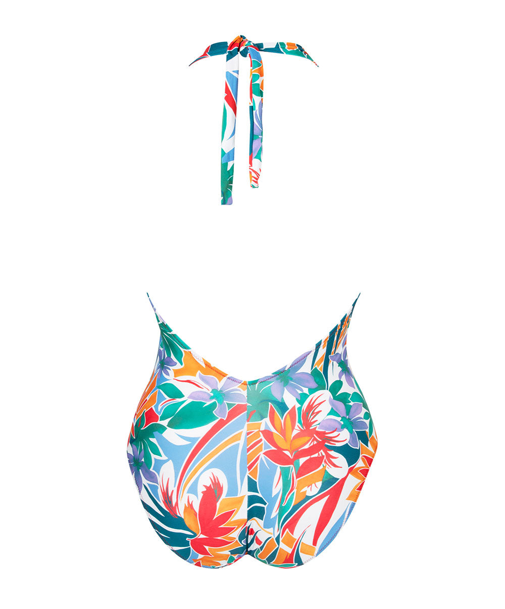 Maillot de bain une pièce sans armatures tour de cou La Flaneuse papiers découpés multicolore Antigel Bain EBB9267-PD