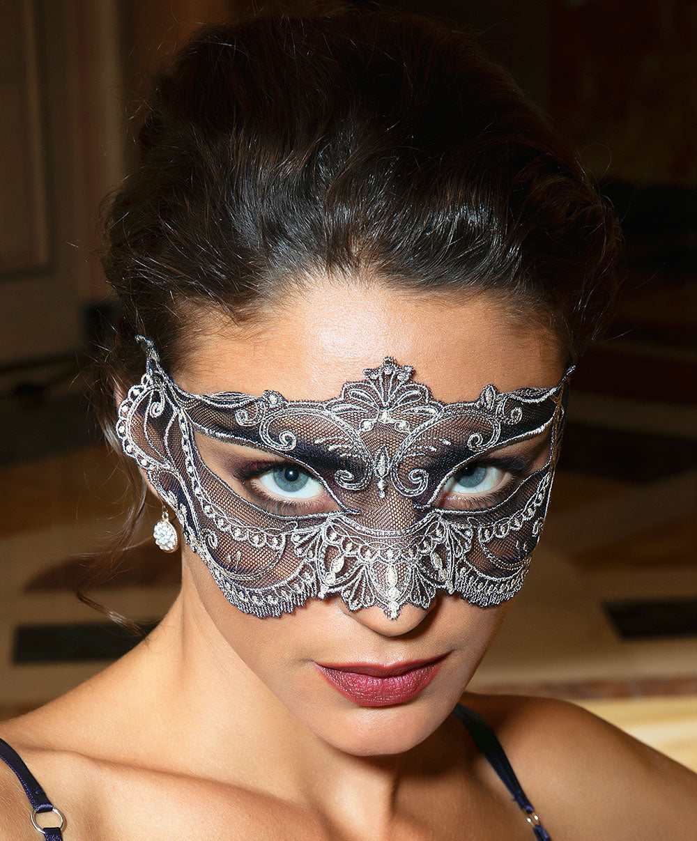 Masque sexy Lise Charmel Déesse en Glam marine argent AIH9015-MA