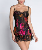Nuisette babydoll en soie et viscose Lise Charmel Floraison Passion safran rose ALH1786-SR