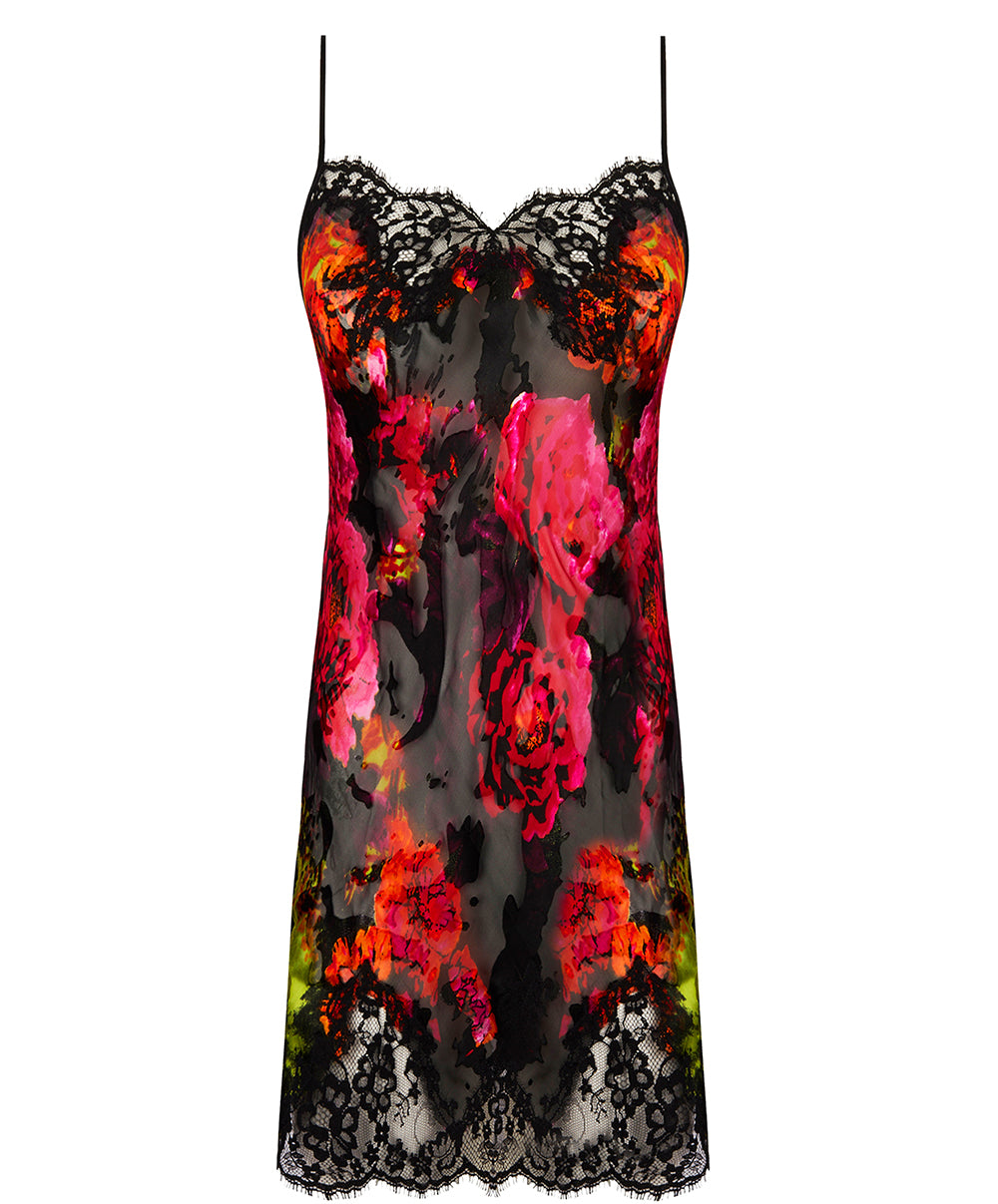 Nuisette babydoll en soie et viscose Lise Charmel Floraison Passion safran rose ALH1786-SR