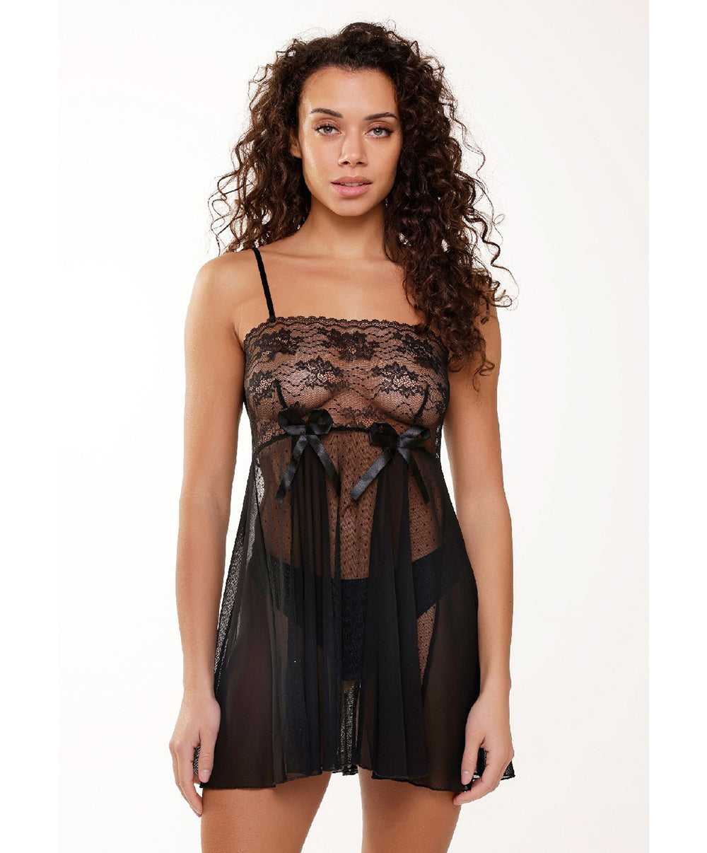 Nuisette babydoll transparente ultra-sexy noire Lingadore Lingadore nightwear 7503CH-1-02-NOIR