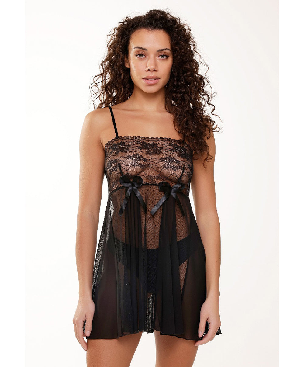 Nuisette babydoll transparente ultra-sexy noire Lingadore Lingadore nightwear 7503CH-1-02-NOIR