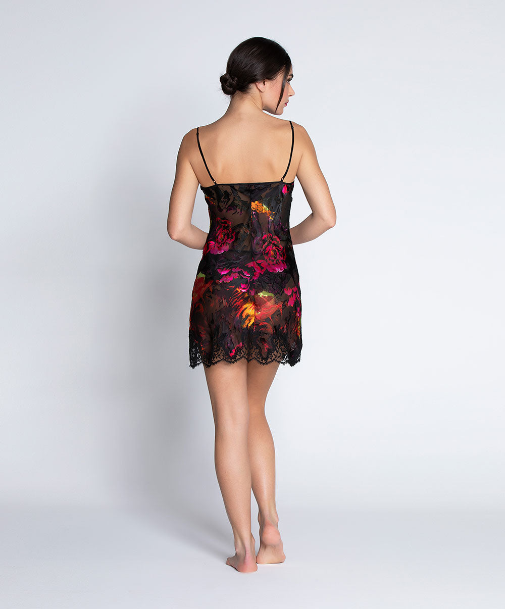 Nuisette charme en soie et viscose Lise Charmel Floraison Passion safran rose ALH1086-SR