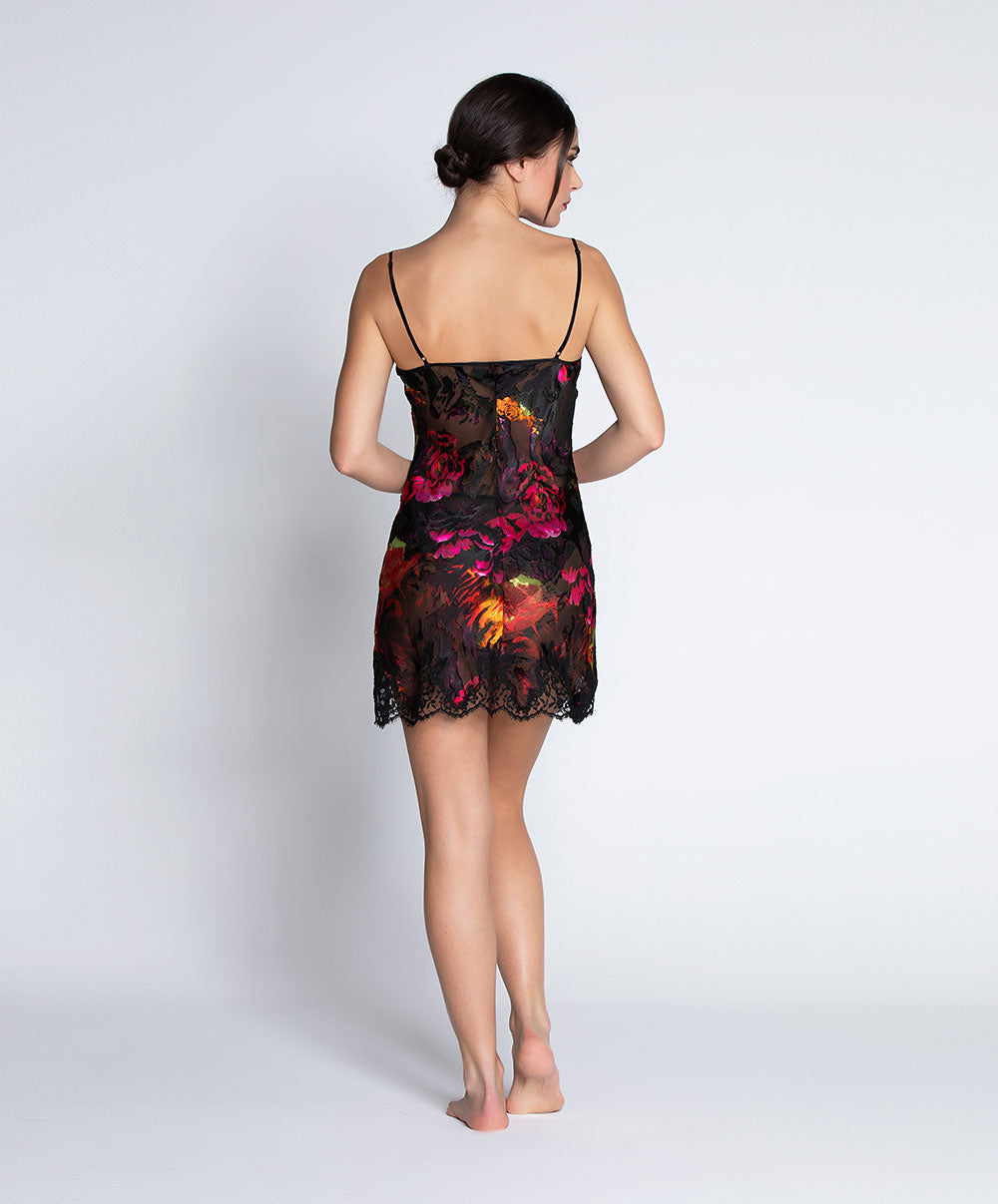 Nuisette charme en soie et viscose Lise Charmel Floraison Passion safran rose ALH1086-SR