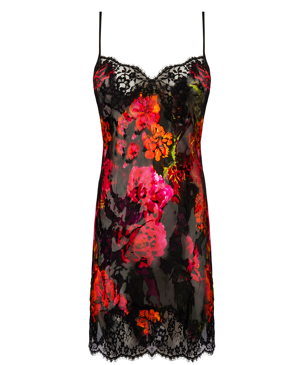 Nuisette charme en soie et viscose Lise Charmel Floraison Passion safran rose ALH1086-SR