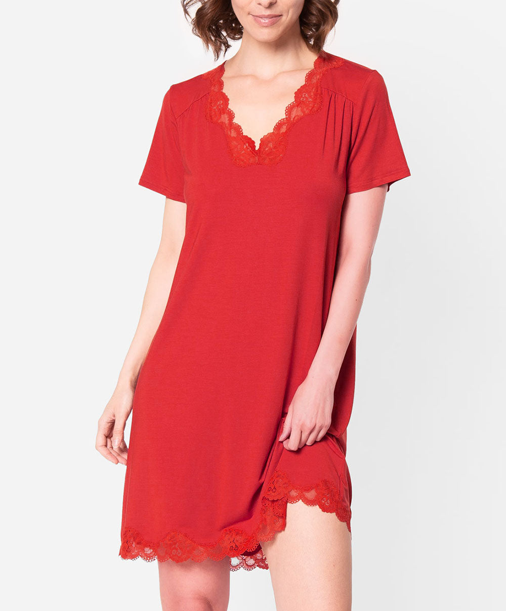 Nuisette manches courtes Antigel de Lise Charmel Simply Perfect rouge capucine FNA1006-RC