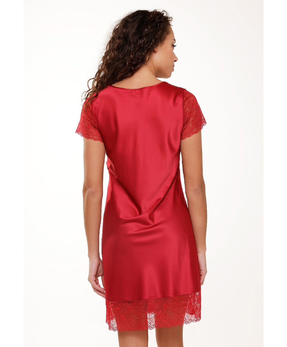 Robe de nuit sexy satinée rouge cerise Lingadore Lingadore nightwear 7504S-164-CERI