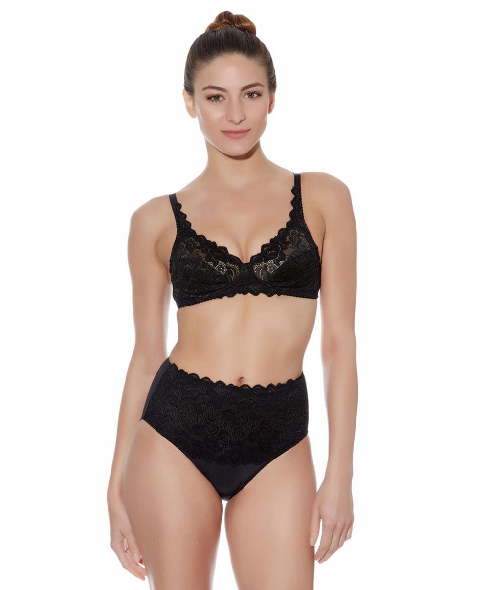 Slip ventre plat Wacoal Eglantine noir WEPFA862-BLK face