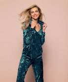 Pantalon en velours Antigel de Lise Charmel Velours en Fête bleu canard ELH0036-BC