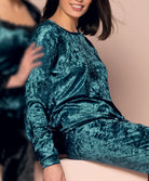 Pull manches longues en velours Antigel de Lise Charmel Velours en Fête bleu canard ELH5336-BC