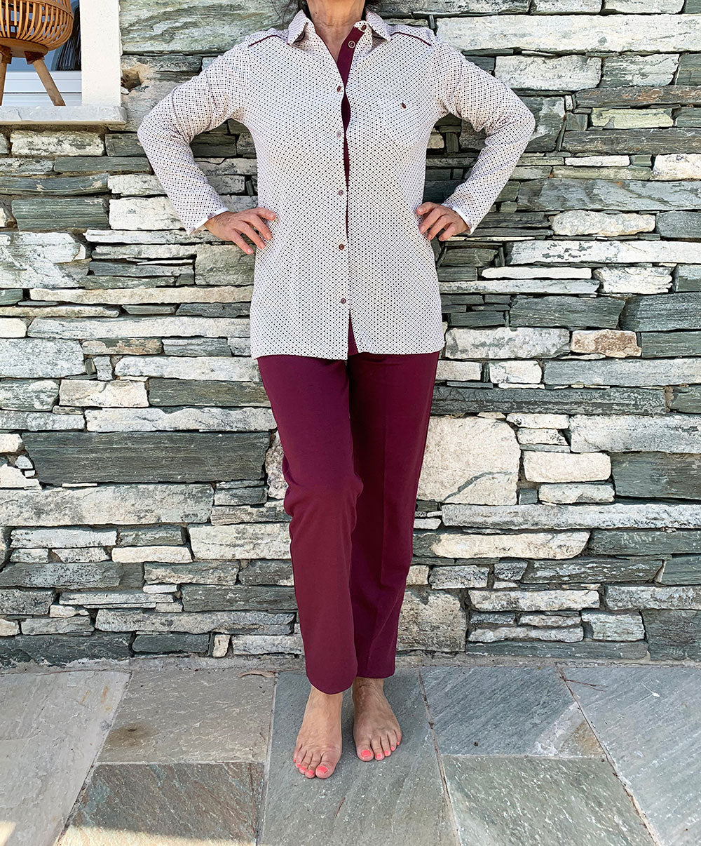 Pyjama long ensemble NINA PY2 grenat Canat 23H-CA.NINA.PY2-260