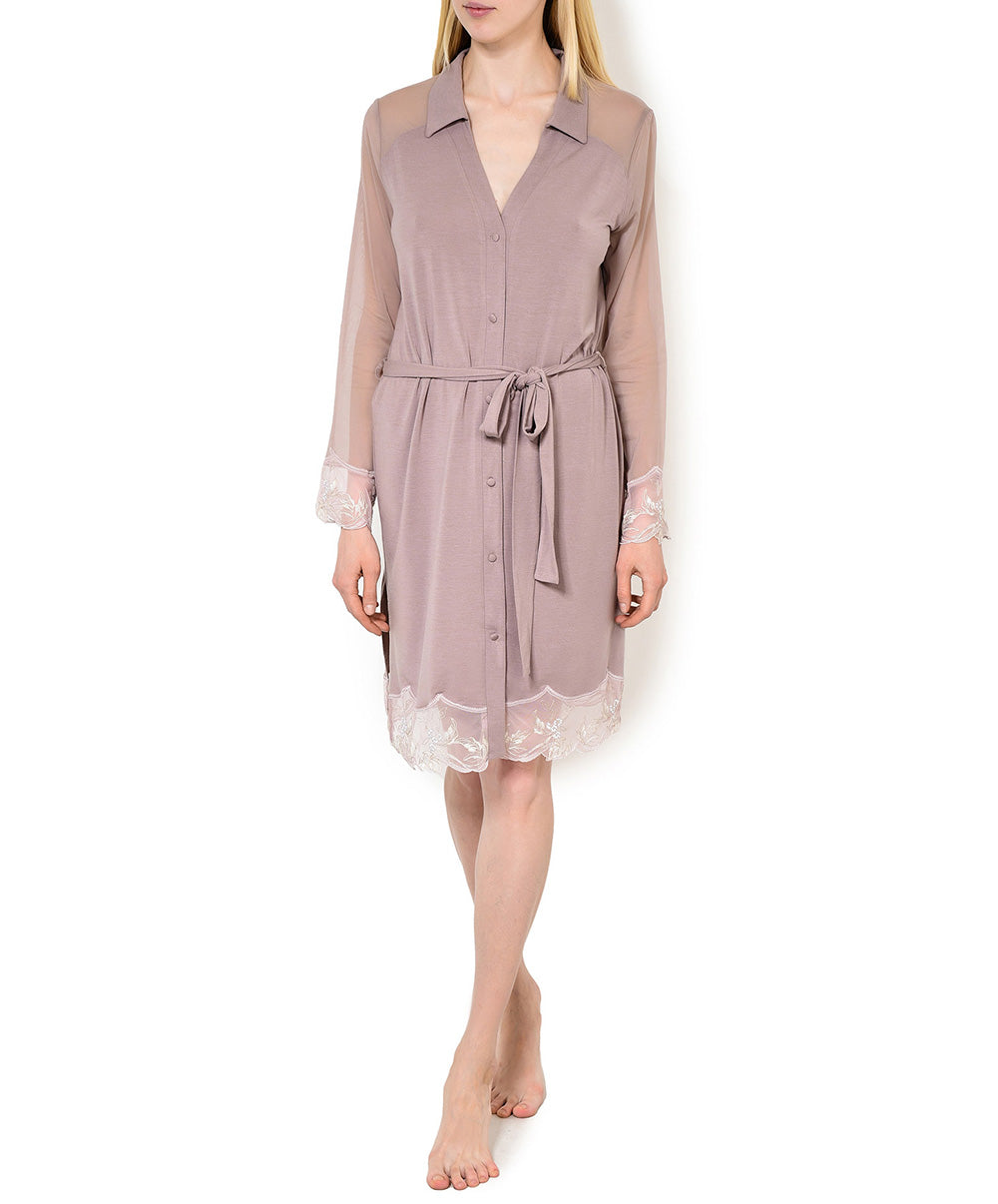 Robe de chambre luxe Lise Charmel Frisson Végétal rose ALG2112-VR