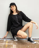 Robe nuisette en modal Antigel de Lise Charmel Tressage Graphic noir FLC7137-TN