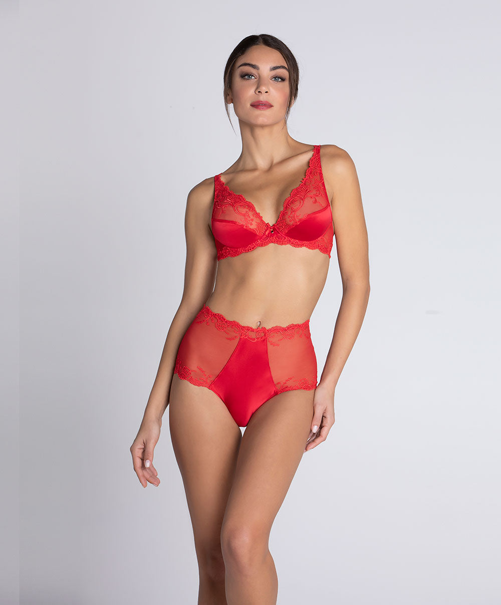 Shorty sexy en soie Lise Charmel Splendeur soie rouge ACC1480-RS
