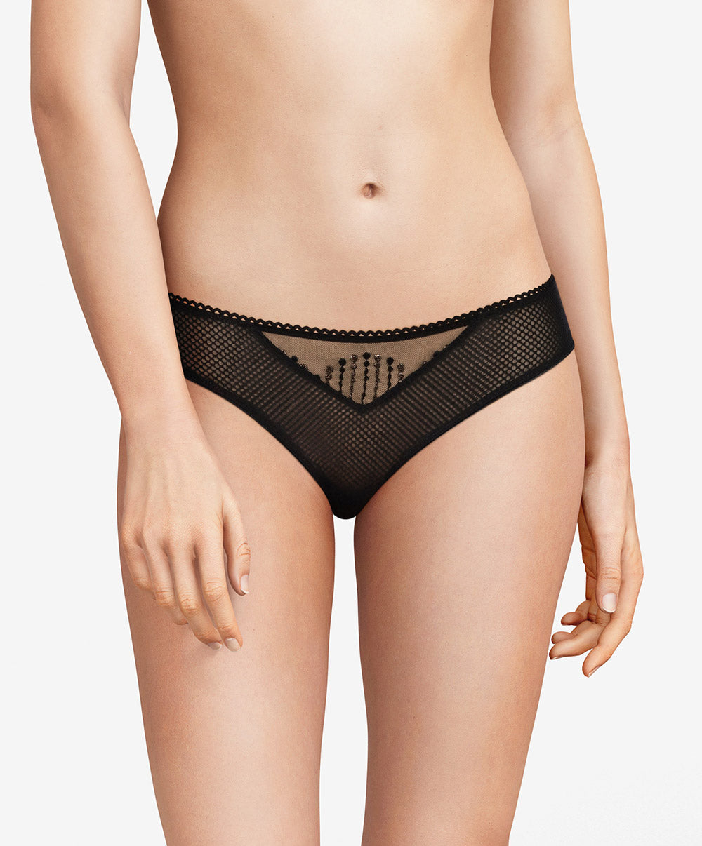 Slip Chantelle Luminesce noir or C19K30-0A1