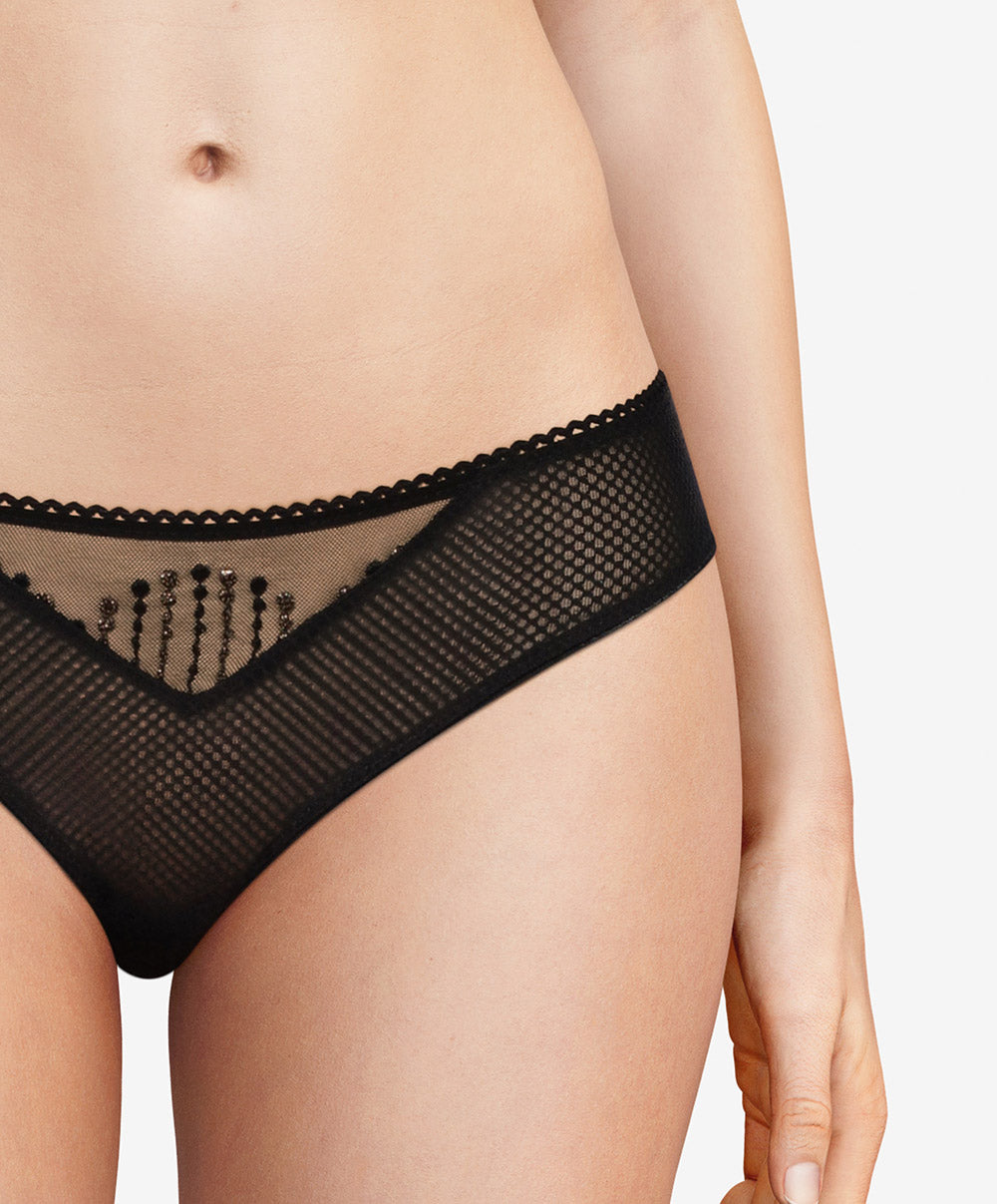 Slip Chantelle Luminesce noir or C19K30-0A1