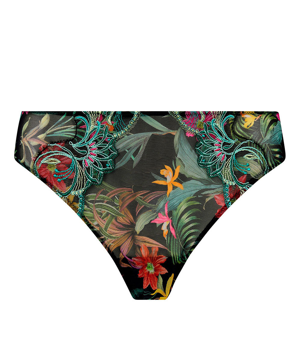 Slip "Fantaisie" Lise Charmel Fleurs Étoiles éclat étoile (noir et multicolore) ACH0296-EE